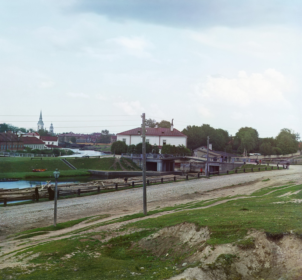 С. М. Прокудин-Горский. Мост через Екатерининское устье в Шлиссельбурге. 1909 год