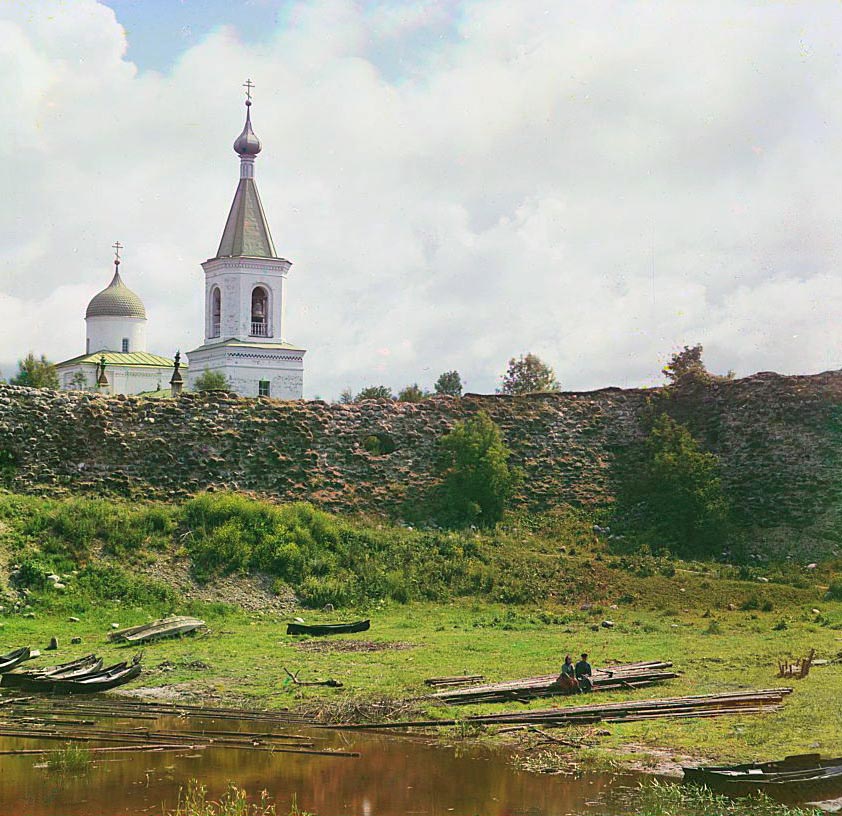 С. М. Прокудин-Горский. Вид на церковь Св. Георгия. Ст. Ладога. 1909 год