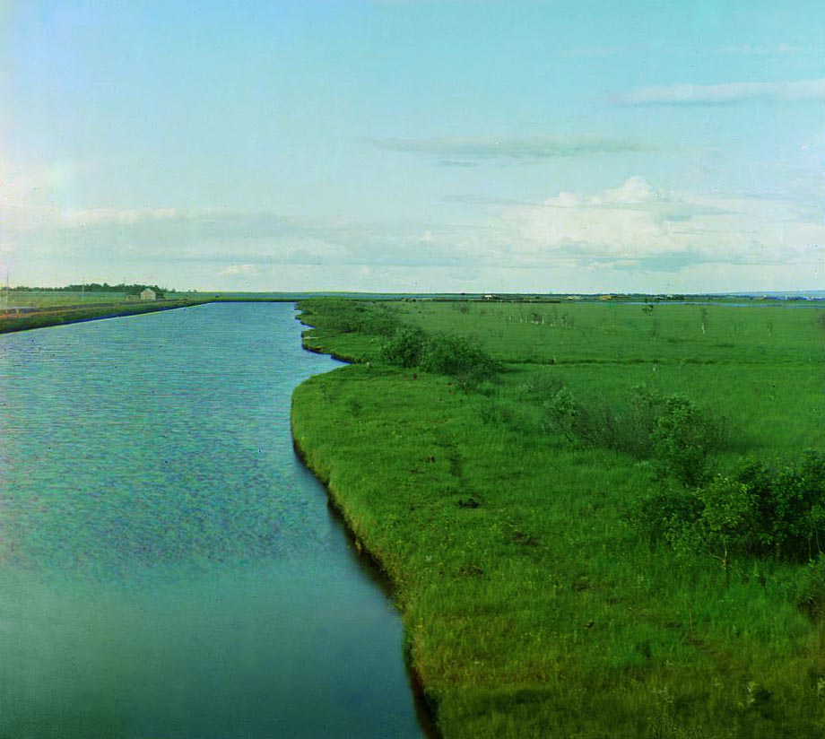 С. М. Прокудин-Горский. Правый берег Онежского канала. 1909 год